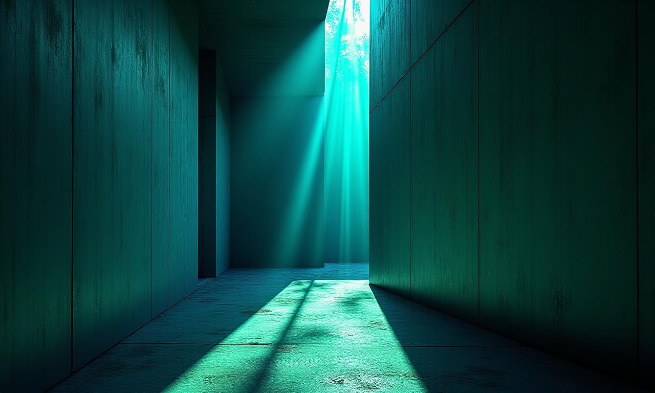 Abstract interplay of light and shadow in a brutalist architectural setting